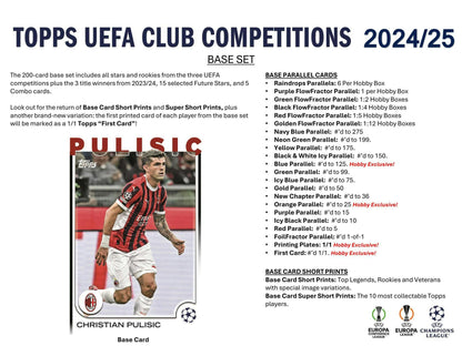 2024 - 25 Topps UEFA Club Competitions Soccer Hobby Box - Columbia Hobby - Sports Card Boxes - Toploaders - Card Savers