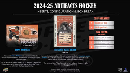 2024 - 25 Upper Deck Artifacts Hockey Hobby Box - Columbia Hobby - Sports Card Boxes - Toploaders - Card Savers