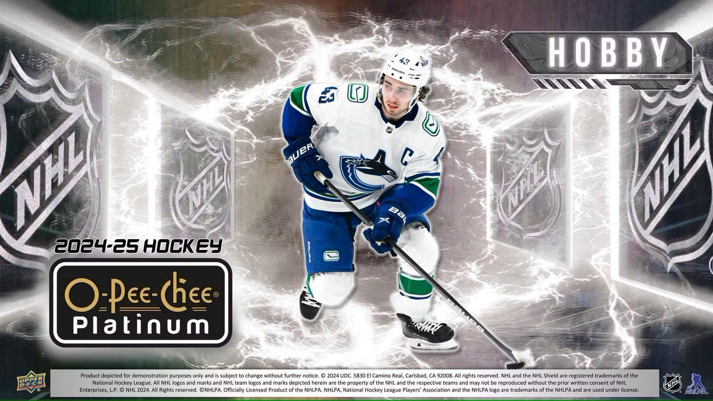 2024 - 25 Upper Deck O - Pee - Chee Platinum Hockey Hobby Box - Columbia Hobby - Sports Card Boxes - Toploaders - Card Savers
