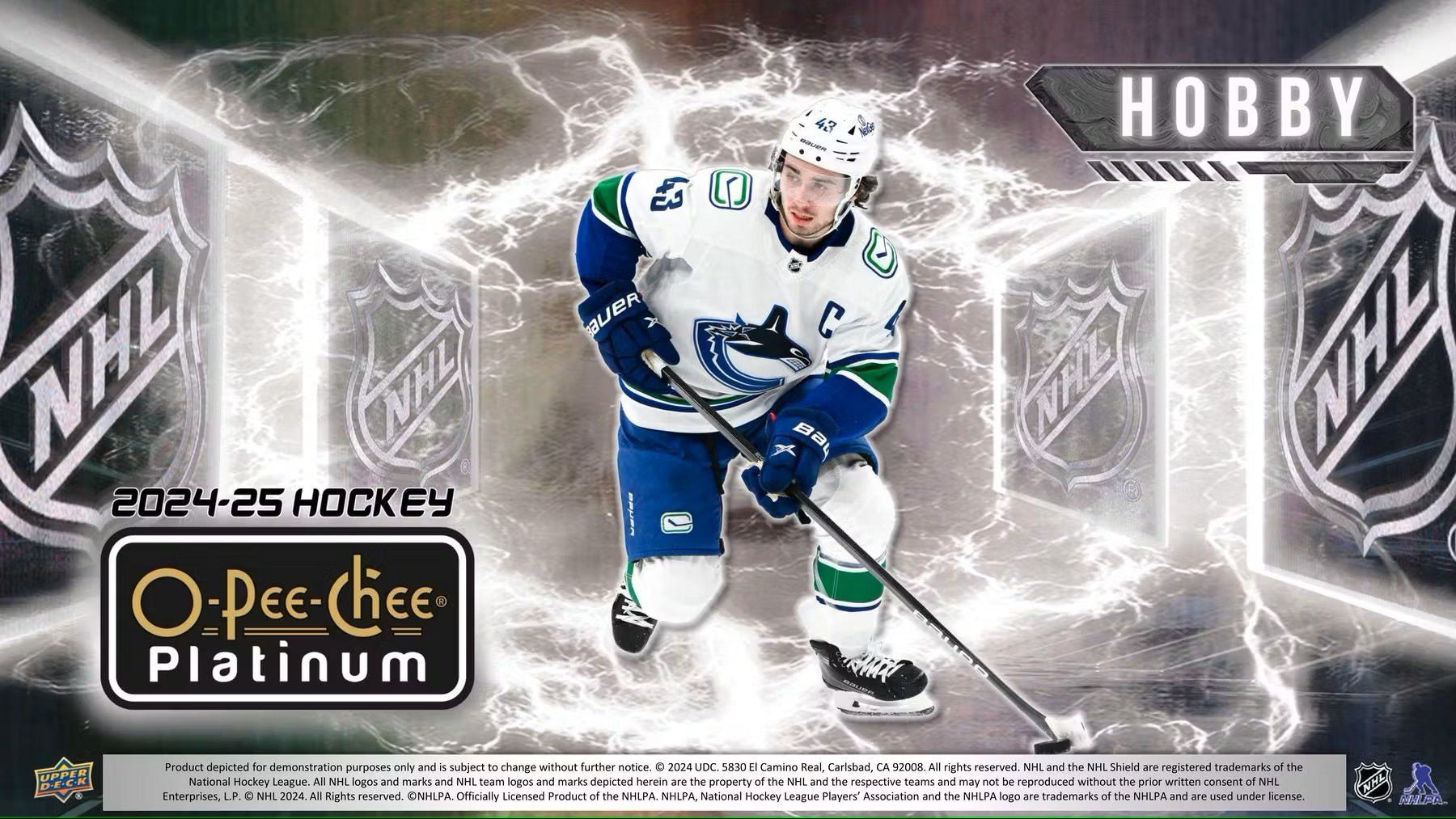 2024 - 25 Upper Deck O - Pee - Chee Platinum Hockey Hobby Box - Columbia Hobby - Sports Card Boxes - Toploaders - Card Savers