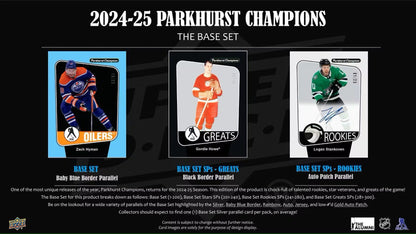 2024 - 25 Upper Deck Parkhurst Champions Hockey Hobby Box - Columbia Hobby - Sports Card Boxes - Toploaders - Card Savers