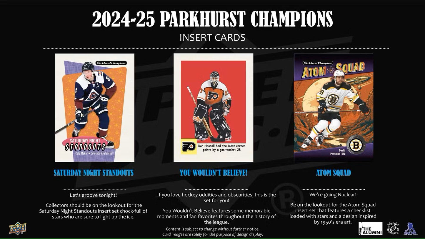 2024 - 25 Upper Deck Parkhurst Champions Hockey Hobby Box - Columbia Hobby - Sports Card Boxes - Toploaders - Card Savers
