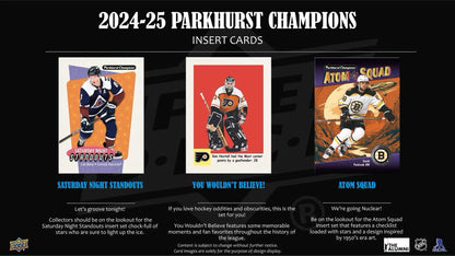 2024 - 25 Upper Deck Parkhurst Champions Hockey Hobby Box - Columbia Hobby - Sports Card Boxes - Toploaders - Card Savers
