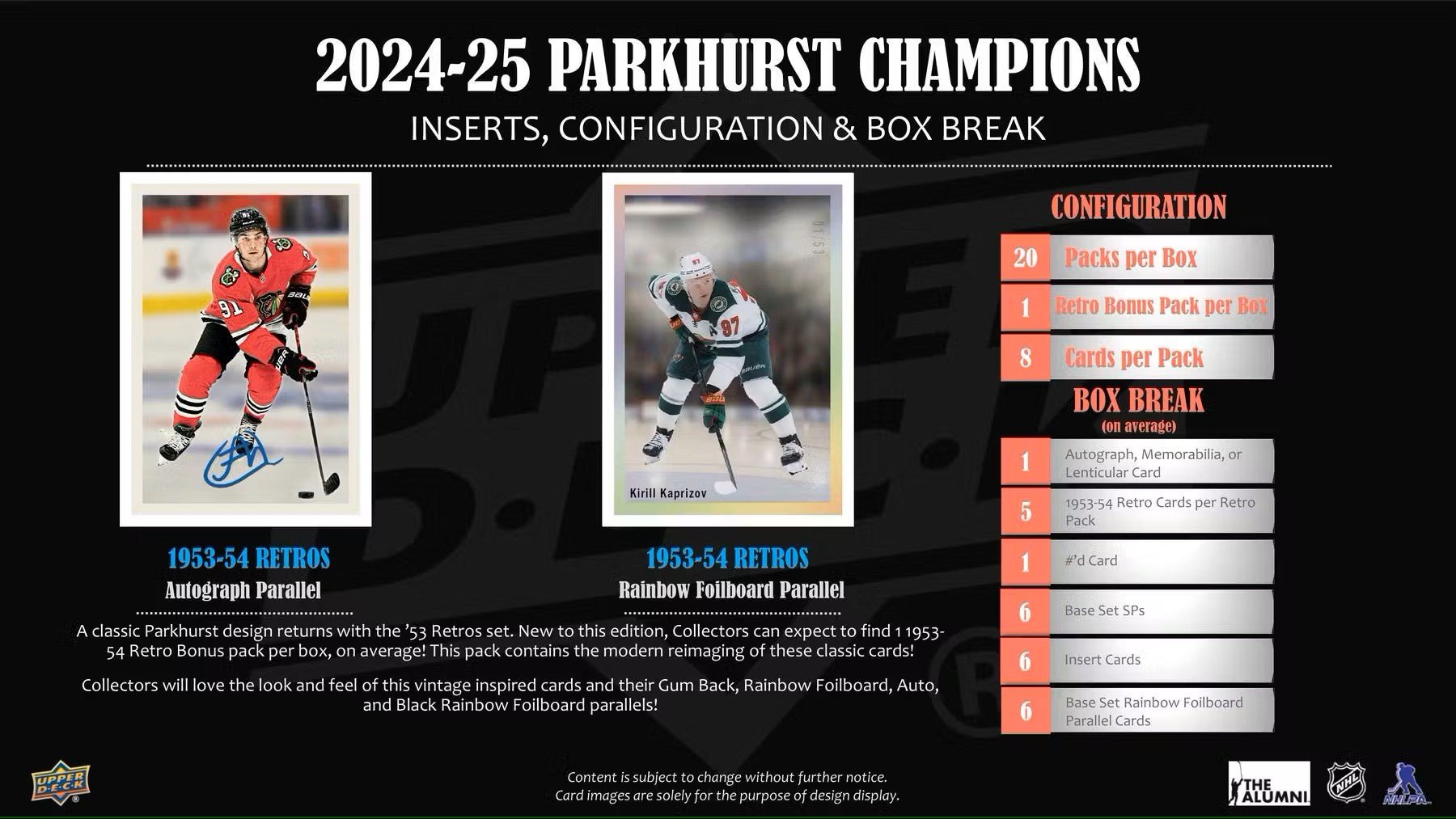 2024 - 25 Upper Deck Parkhurst Champions Hockey Hobby Box - Columbia Hobby - Sports Card Boxes - Toploaders - Card Savers