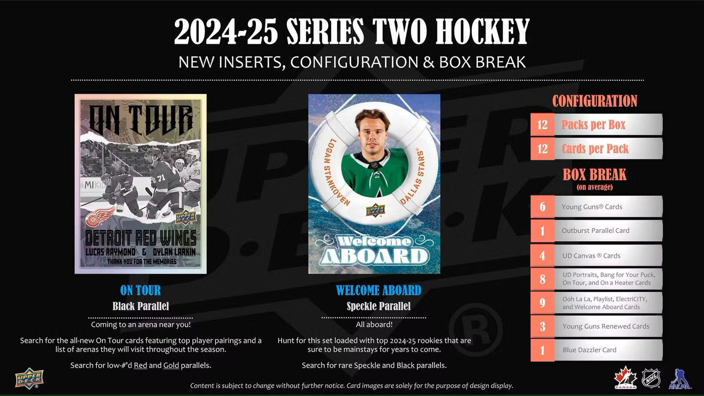 2024 - 25 Upper Deck Series 2 Hockey Hobby Box - Columbia Hobby - Sports Card Boxes - Toploaders - Card Savers