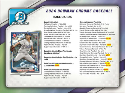 2024 Bowman Chrome Baseball Hobby Box - Columbia Hobby - Sports Card Boxes - Toploaders - Card Savers