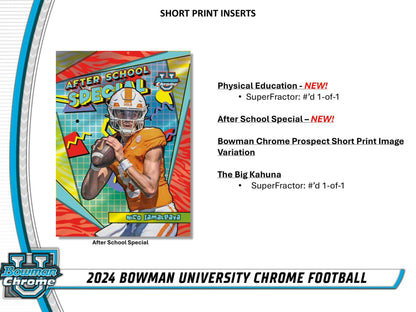 2024 Bowman University Chrome Football Hobby Box - Columbia Hobby - Sports Card Boxes - Toploaders - Card Savers