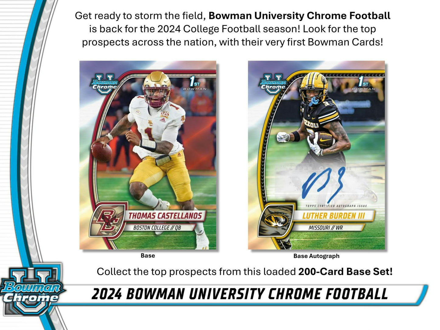 2024 Bowman University Chrome Football Hobby Box - Columbia Hobby - Sports Card Boxes - Toploaders - Card Savers