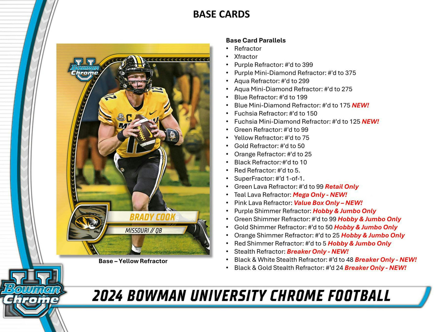 2024 Bowman University Chrome Football Hobby Box - Columbia Hobby - Sports Card Boxes - Toploaders - Card Savers