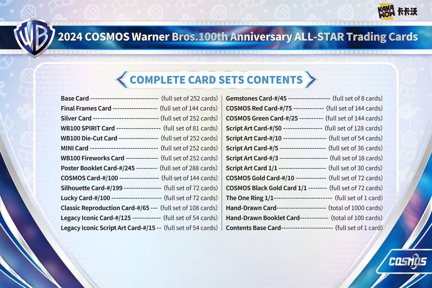 2024 Kakawow Cosmos Warner Brothers 100th Anniversary Trading Cards Hobby Box - Columbia Hobby - Sports Card Boxes - Toploaders - Card Savers