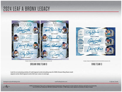 2024 Leaf A Bronx Legacy NYC Series 2 Baseball Hobby Box - Columbia Hobby - Sports Card Boxes - Toploaders - Card Savers