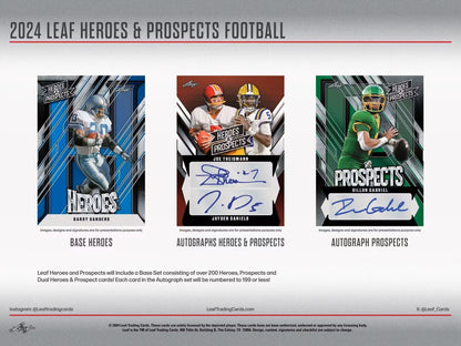 2024 Leaf Heroes & Prospects Football Hobby Box - Columbia Hobby - Sports Card Boxes - Toploaders - Card Savers