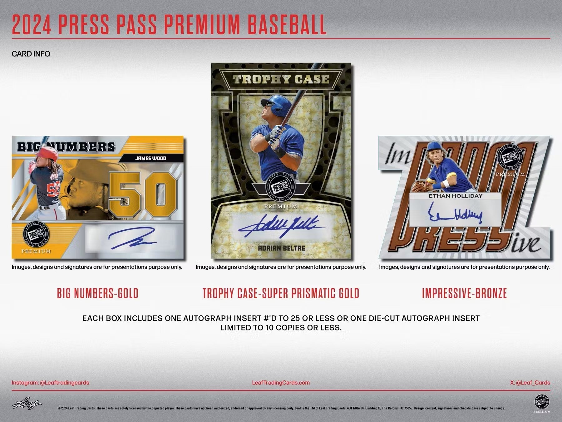2024 Leaf Press Pass Premium Baseball Hobby Box - Columbia Hobby - Sports Card Boxes - Toploaders - Card Savers