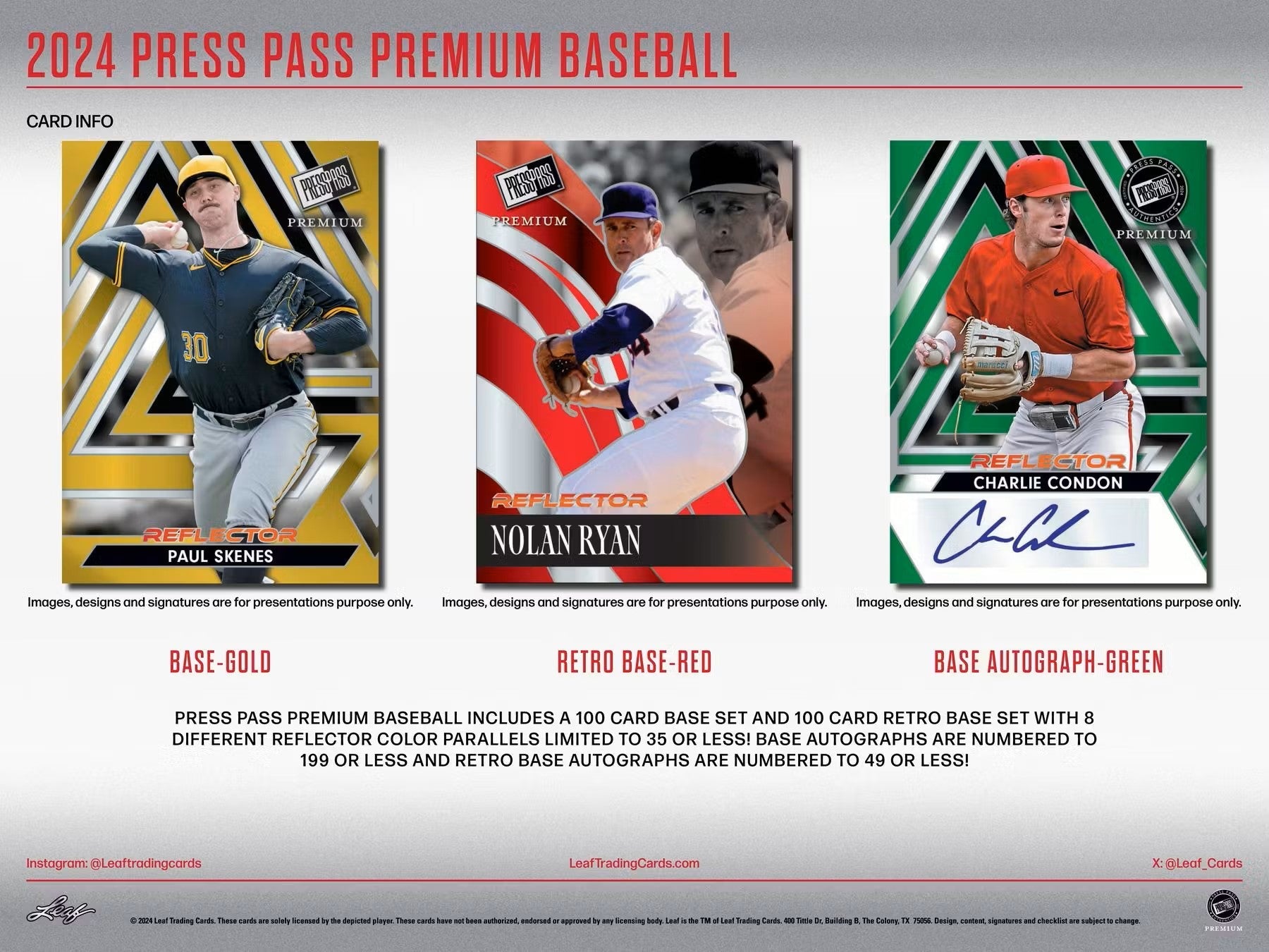 2024 Leaf Press Pass Premium Baseball Hobby Box - Columbia Hobby - Sports Card Boxes - Toploaders - Card Savers