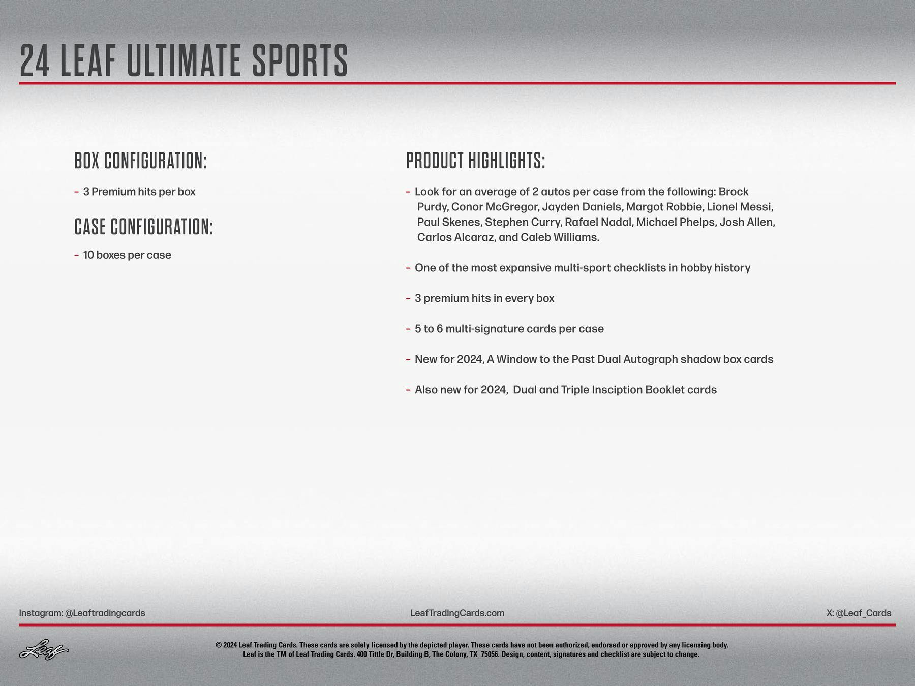2024 Leaf Ultimate Sports Hobby Box - Columbia Hobby - Sports Card Boxes - Toploaders - Card Savers