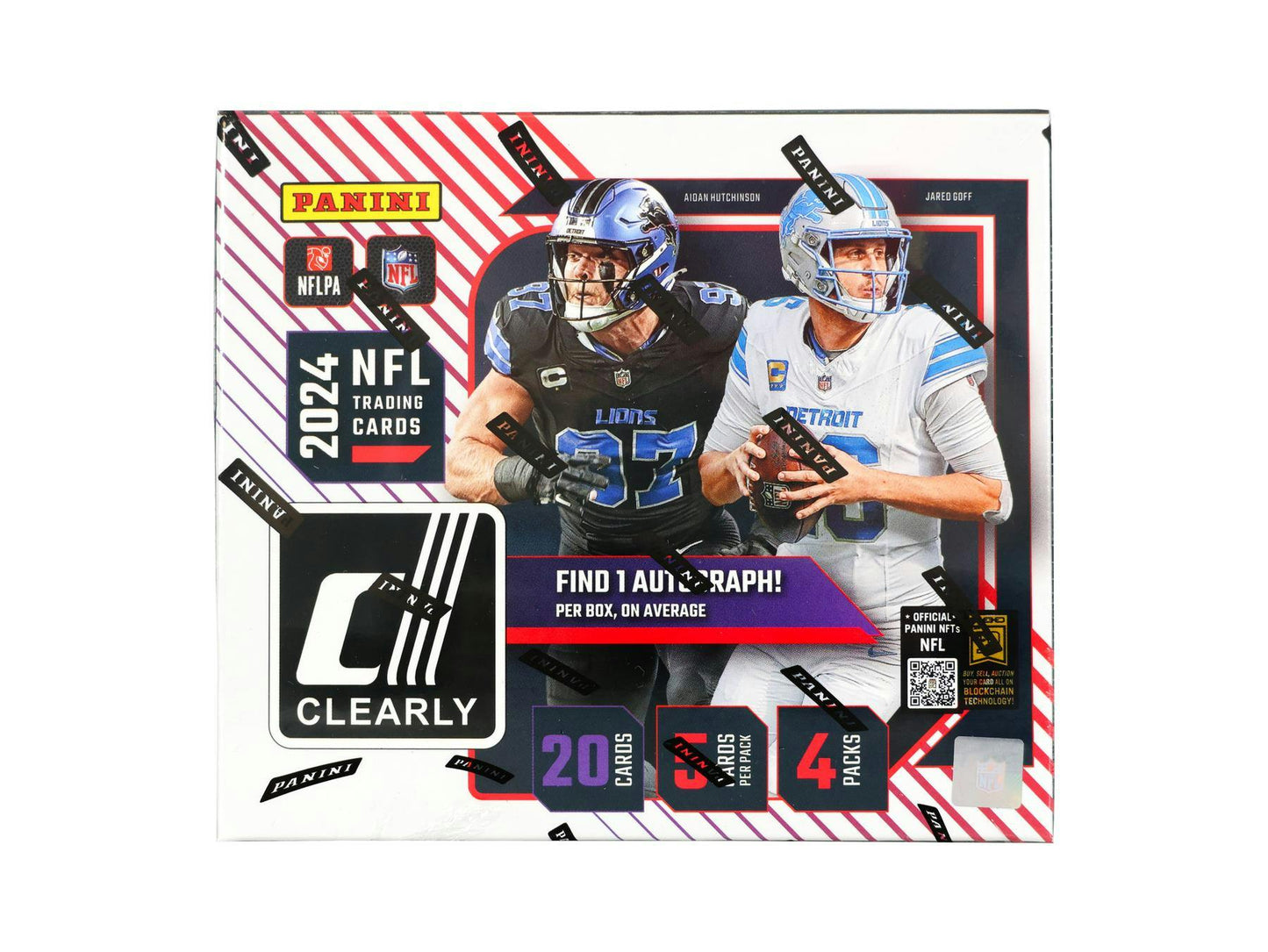 2024 Clearly Donruss Football Hobby Box front

Clearly Donruss Rated Rookie football card pack

Panini Clearly Donruss football cards with acetate finish