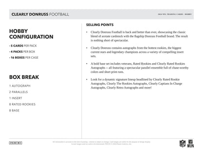 2024 Panini Clearly Donruss Football Hobby Box - Columbia Hobby - Sports Card Boxes - Toploaders - Card Savers