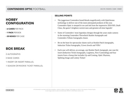 2024 Panini Contenders Optic Football Hobby Box - Columbia Hobby - Sports Card Boxes - Toploaders - Card Savers
