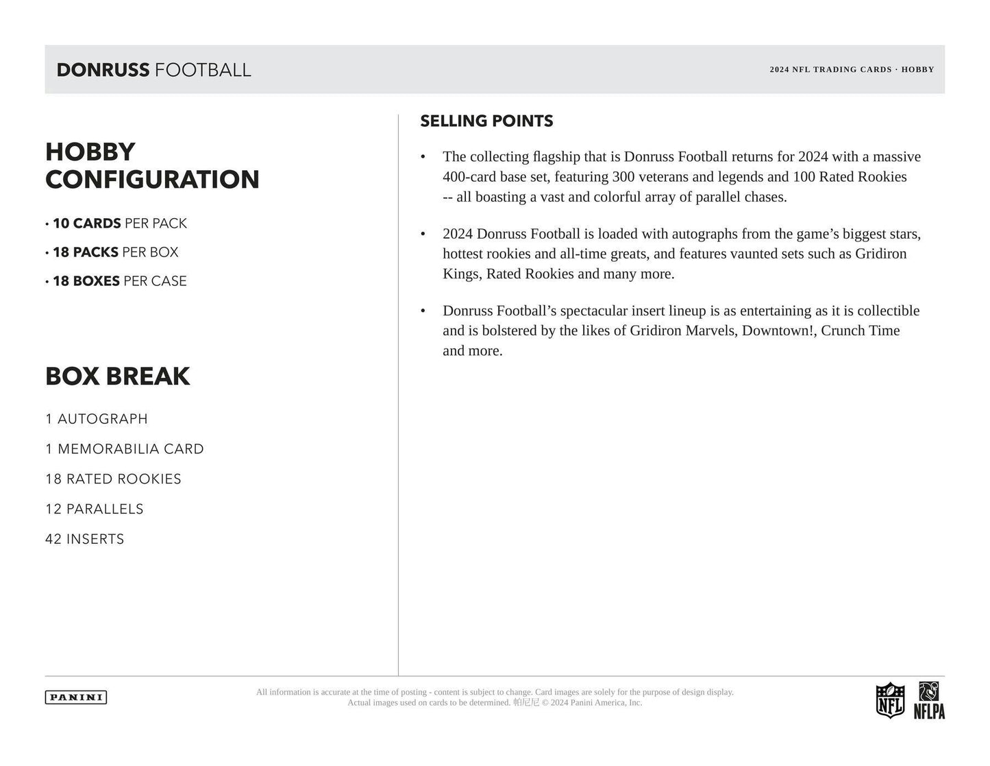 2024 Panini Donruss Football Hobby Box - Columbia Hobby - Sports Card Boxes - Toploaders - Card Savers