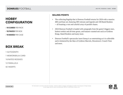 2024 Panini Donruss Football Hobby Box - Columbia Hobby - Sports Card Boxes - Toploaders - Card Savers