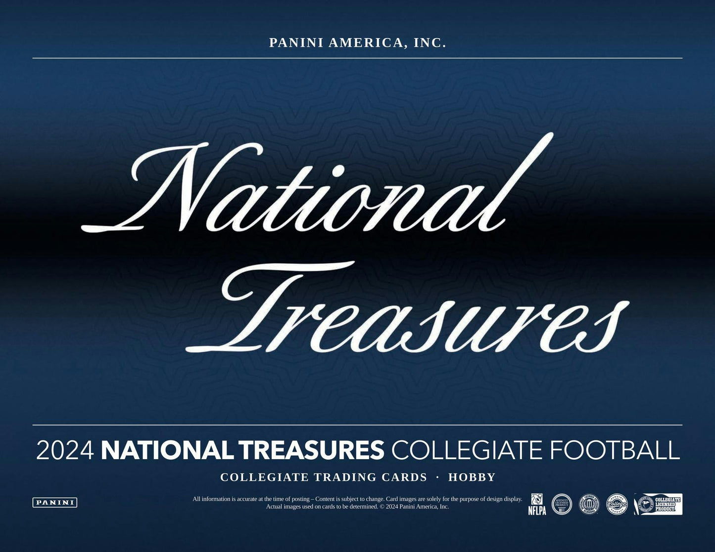 2024 Panini National Treasures Collegiate Football Hobby Box - Columbia Hobby - Sports Card Boxes - Toploaders - Card Savers