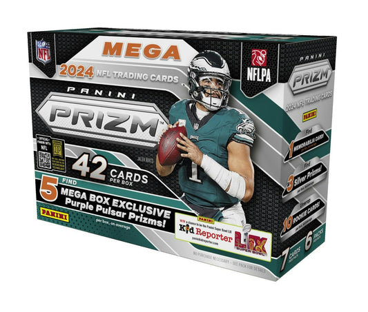 2024 Panini Prizm Football Hobby Mega Box (Purple Pulsar Prizms!) - Columbia Hobby - Sports Card Boxes - Toploaders - Card Savers