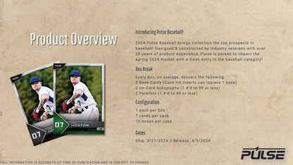 2024 Pulse Baseball - Columbia Hobby - Sports Card Boxes - Toploaders - Card Savers