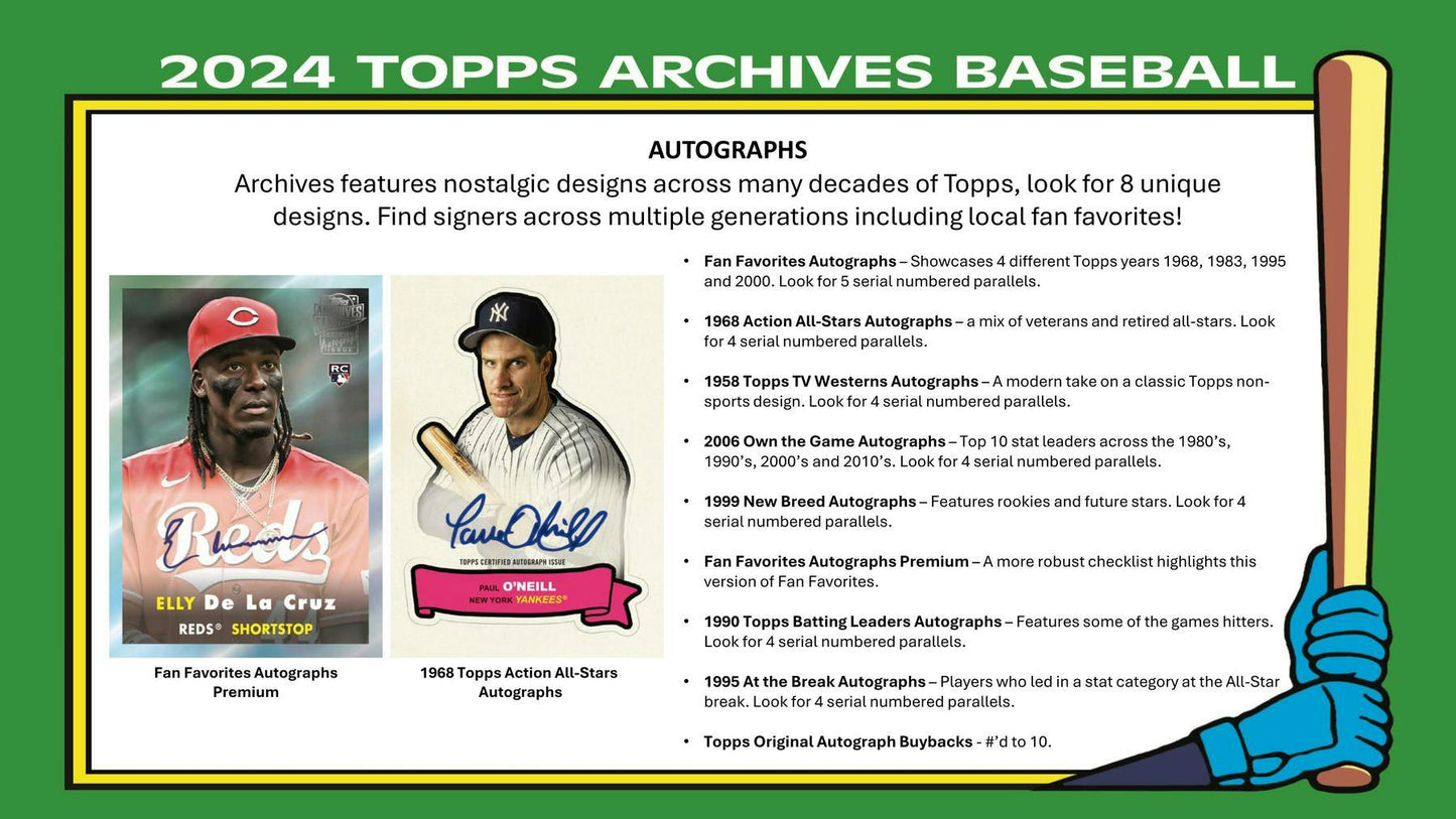 2024 Topps Archives Baseball 7 - Pack Blaster Box - Columbia Hobby - Sports Card Boxes - Toploaders - Card Savers