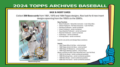 2024 Topps Archives Baseball 7 - Pack Blaster Box - Columbia Hobby - Sports Card Boxes - Toploaders - Card Savers
