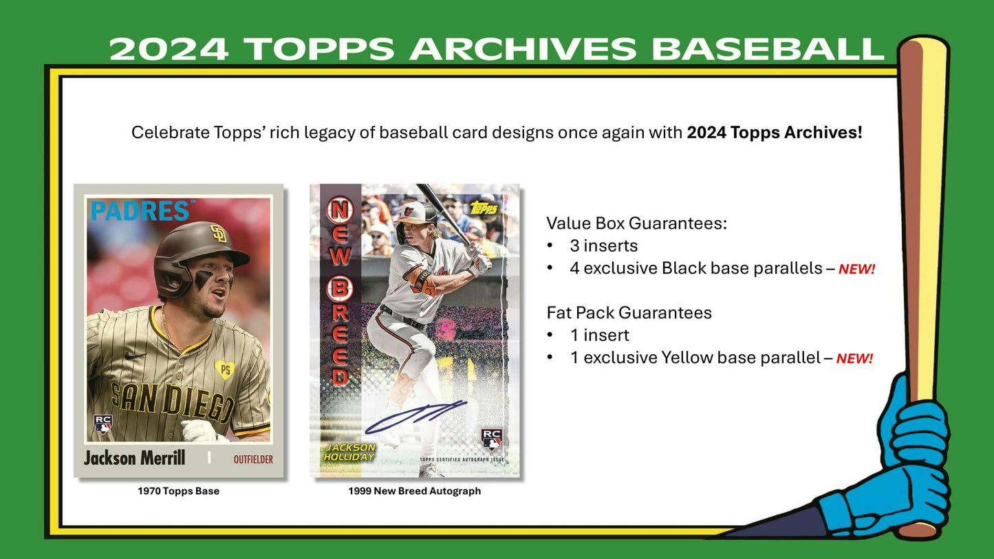 2024 Topps Archives Baseball 7 - Pack Blaster Box - Columbia Hobby - Sports Card Boxes - Toploaders - Card Savers