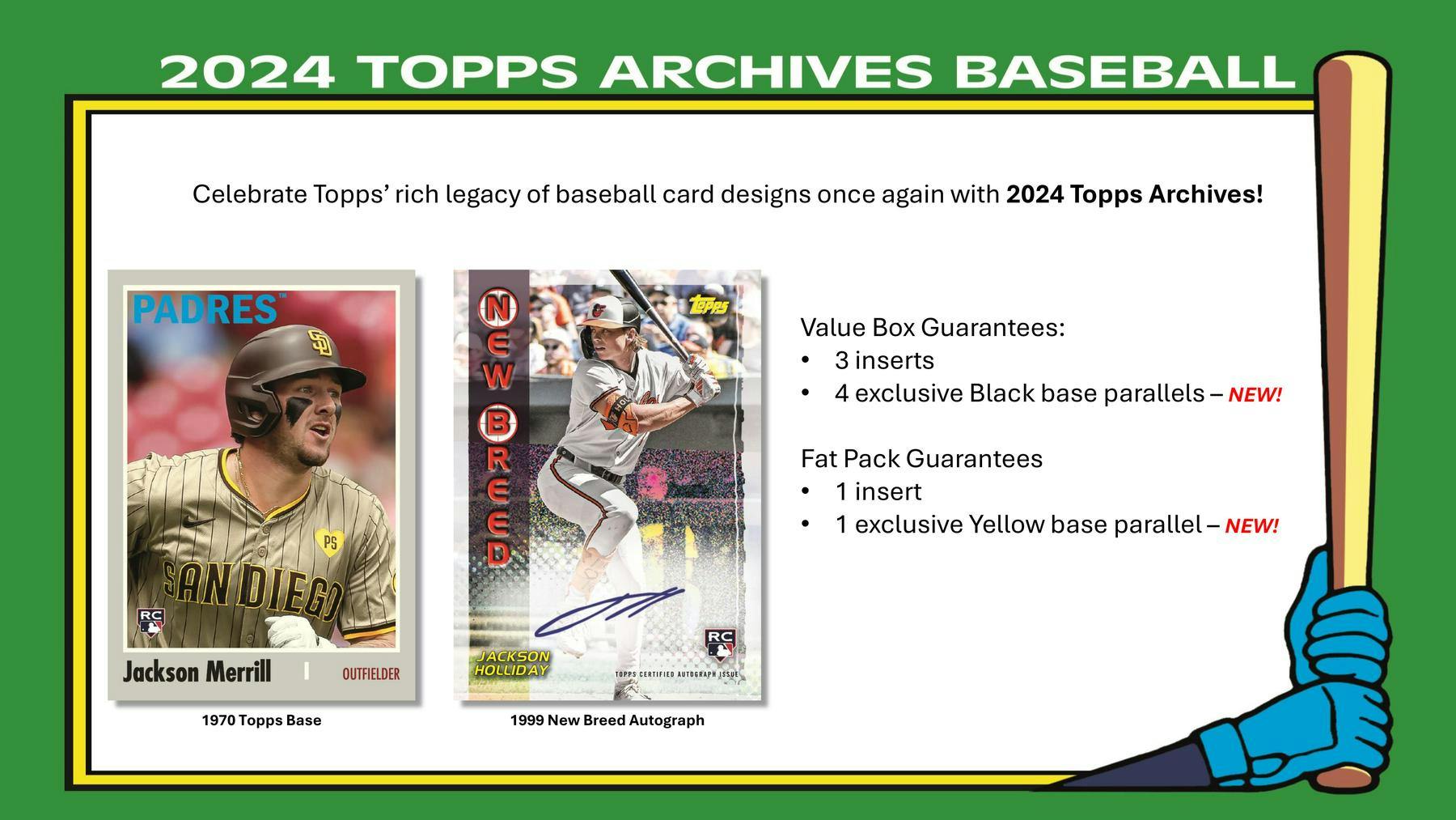 2024 Topps Archives Baseball 7 - Pack Blaster Box - Columbia Hobby - Sports Card Boxes - Toploaders - Card Savers