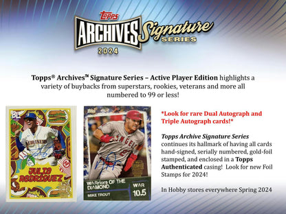 2024 Topps Archives Signature Series (Active Players) - Columbia Hobby - Sports Card Boxes - Toploaders - Card Savers