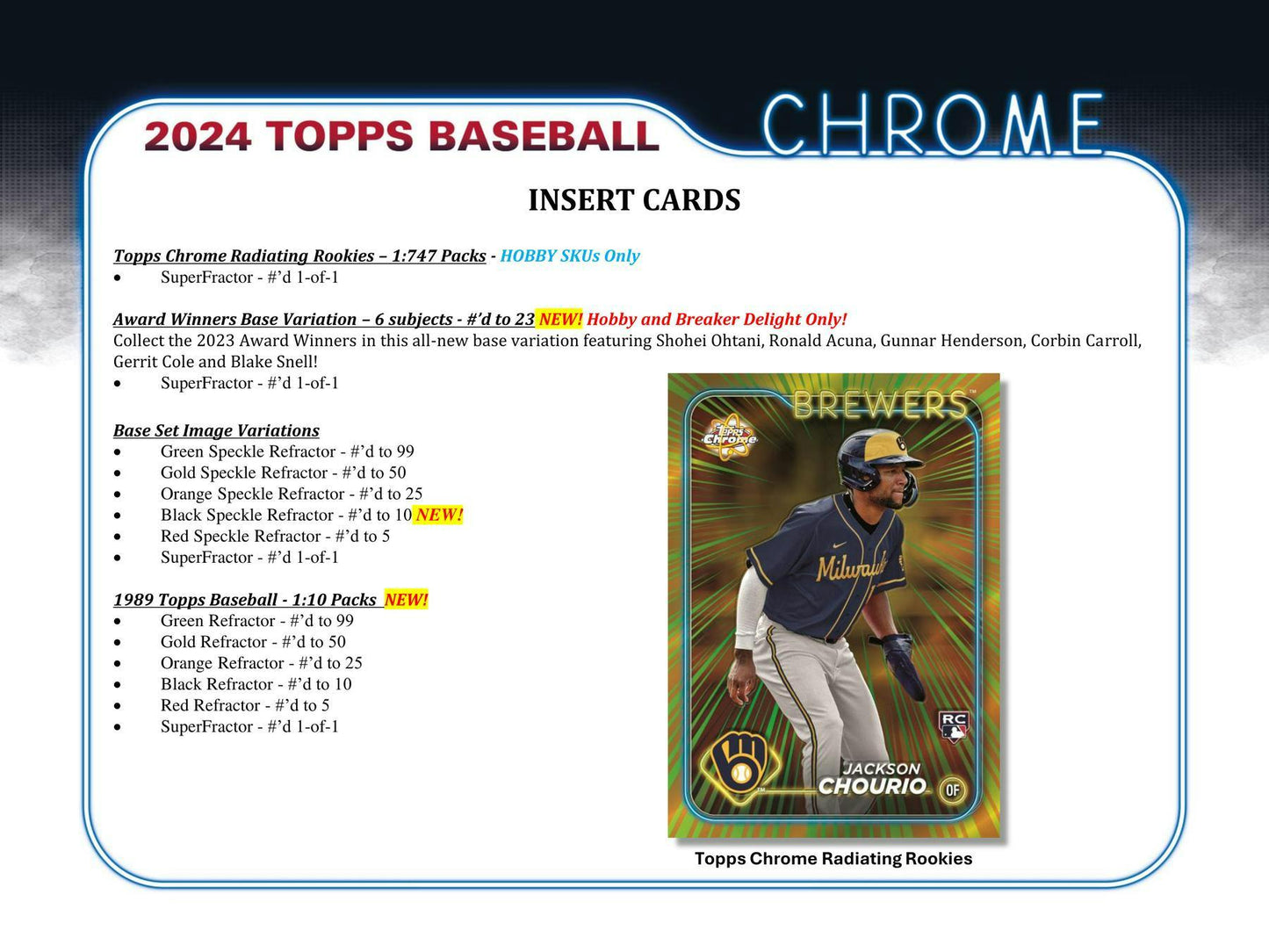 2024 Topps Chrome Baseball Breakers Delight Box - Columbia Hobby - Sports Card Boxes - Toploaders - Card Savers