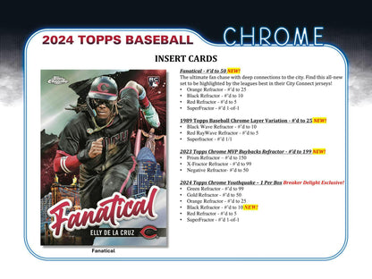 2024 Topps Chrome Baseball Breakers Delight Box - Columbia Hobby - Sports Card Boxes - Toploaders - Card Savers