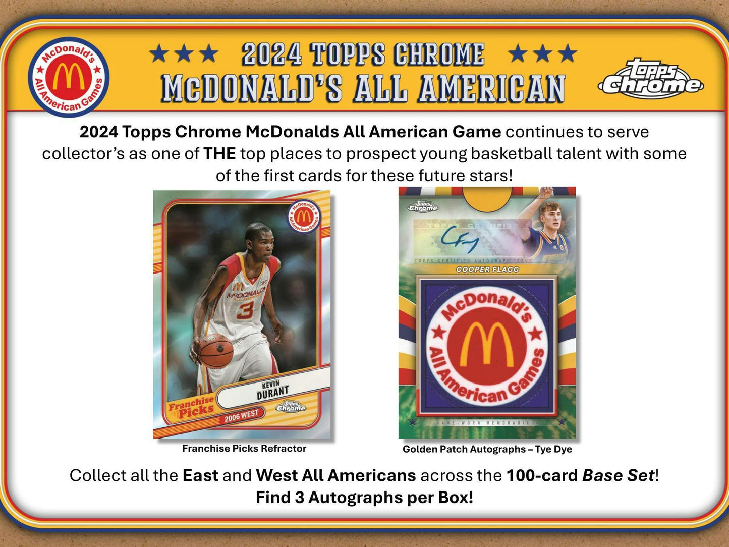 2024 Topps Chrome McDonald's All American Basketball Hobby Box (Cooper Flagg!) - Columbia Hobby - Sports Card Boxes - Toploaders - Card Savers