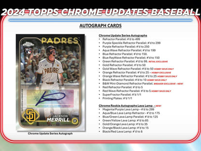 2024 Topps Chrome Update Series Baseball Hobby Box - Columbia Hobby - Sports Card Boxes - Toploaders - Card Savers
