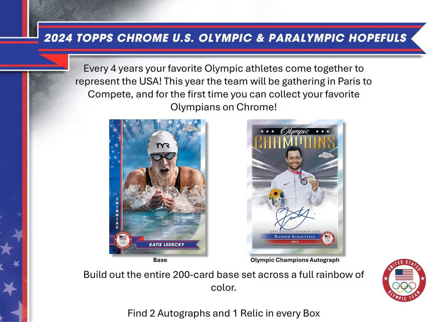 2024 Topps Chrome U.S. Olympic & Paralympic Hopefuls Hobby Box - Columbia Hobby - Sports Card Boxes - Toploaders - Card Savers