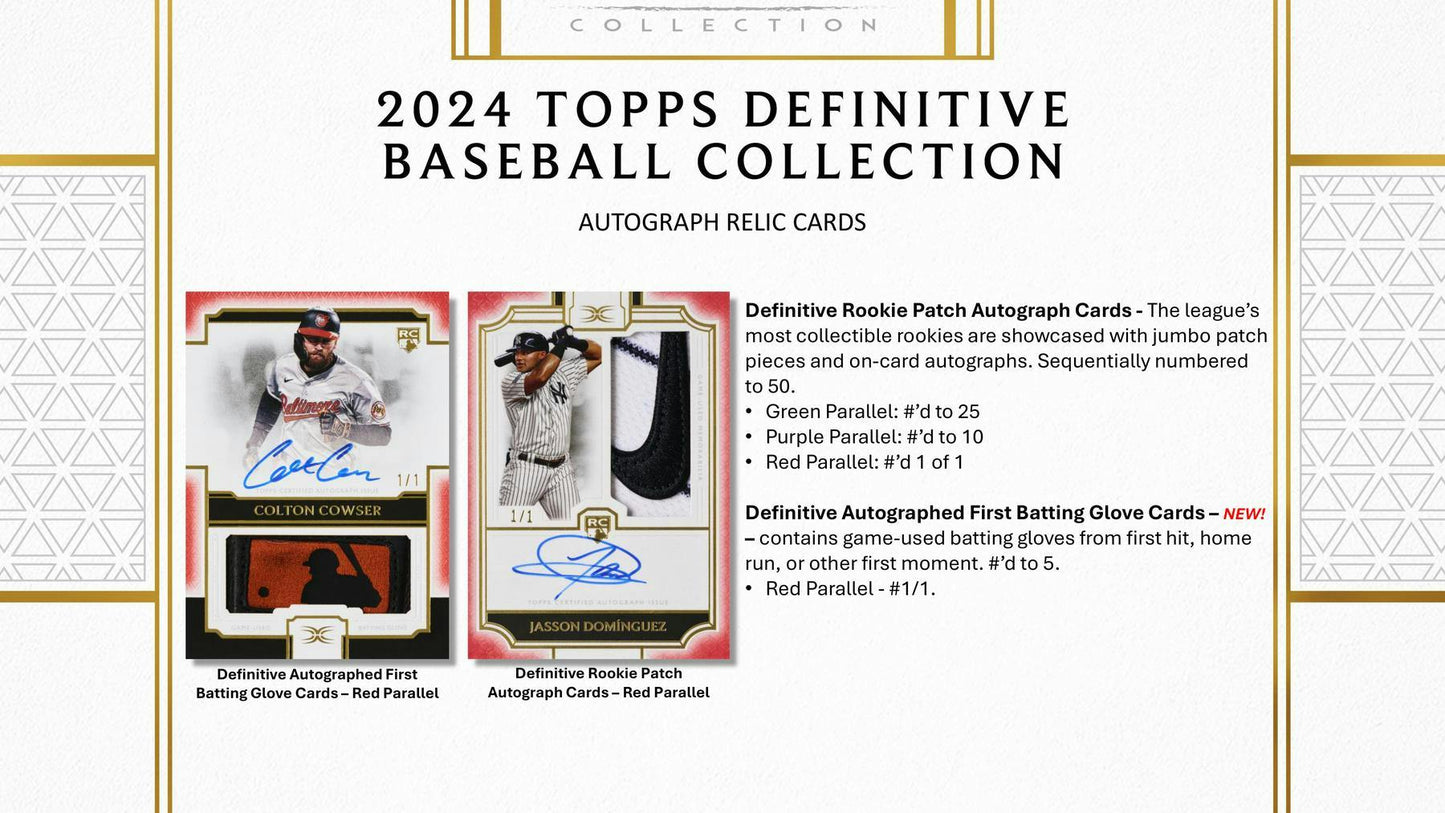 2024 Topps Definitive Collection Baseball Hobby Box - Columbia Hobby - Sports Card Boxes - Toploaders - Card Savers