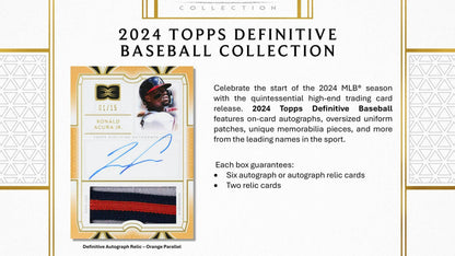 2024 Topps Definitive Collection Baseball Hobby Box - Columbia Hobby - Sports Card Boxes - Toploaders - Card Savers