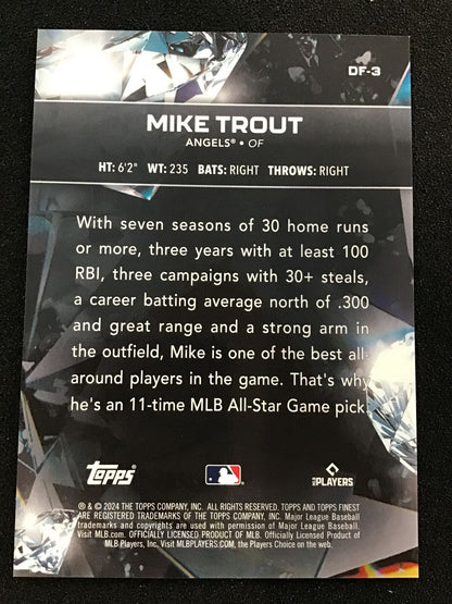 2024 Topps Finest Mike Trout Diamond Finest Refractor #DF - 3 Angels SP - Columbia Hobby - Sports Card Boxes - Toploaders - Card Savers