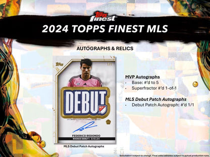 2024 Topps Finest MLS Soccer Hobby Box - Columbia Hobby - Sports Card Boxes - Toploaders - Card Savers