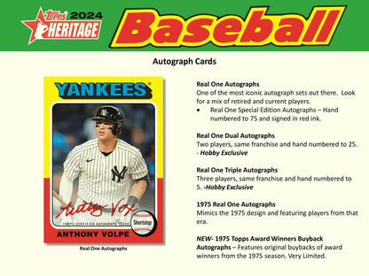 2024 Topps Heritage Baseball Hobby Box - Columbia Hobby - Sports Card Boxes - Toploaders - Card Savers