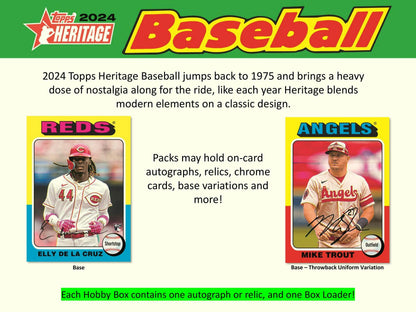 2024 Topps Heritage Baseball Hobby Box - Columbia Hobby - Sports Card Boxes - Toploaders - Card Savers