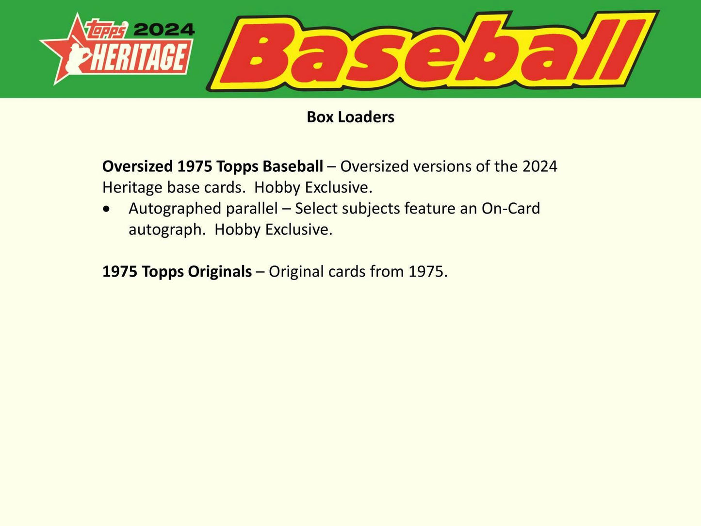 2024 Topps Heritage Baseball Hobby Box - Columbia Hobby - Sports Card Boxes - Toploaders - Card Savers