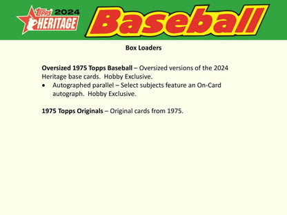 2024 Topps Heritage Baseball Hobby Box - Columbia Hobby - Sports Card Boxes - Toploaders - Card Savers