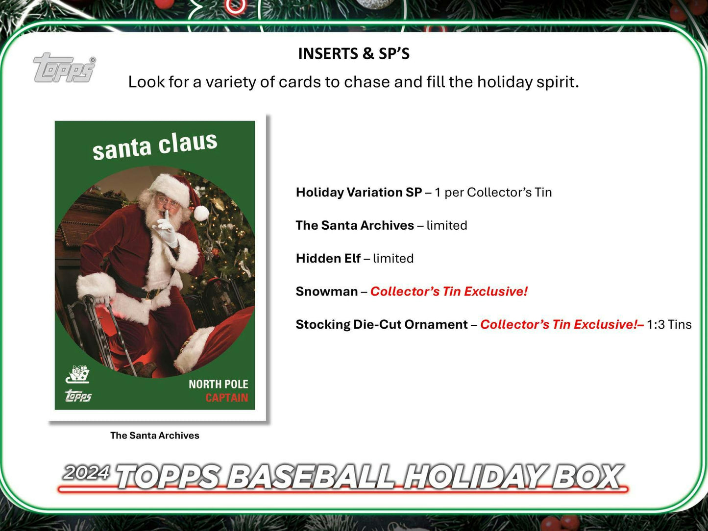 2024 Topps Holiday Baseball Tin - Columbia Hobby - Sports Card Boxes - Toploaders - Card Savers