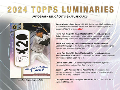 2024 Topps Luminaries Baseball Hobby Box - Columbia Hobby - Sports Card Boxes - Toploaders - Card Savers