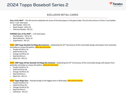 2024 Topps Series 2 Baseball 7 - Pack Blaster Box - Columbia Hobby - Sports Card Boxes - Toploaders - Card Savers