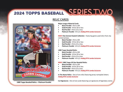 2024 Topps Series 2 Baseball Hobby Jumbo Box - Columbia Hobby - Sports Card Boxes - Toploaders - Card Savers