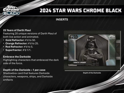 2024 Topps Star Wars Chrome Black Hobby Box - Columbia Hobby - Sports Card Boxes - Toploaders - Card Savers